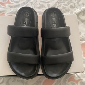 Genuine leather slide on sandals